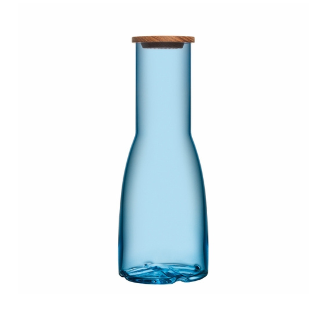 Bruk Carafe with Oak Lid - Water Blue